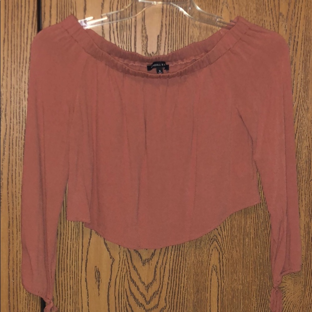 off the shoulder, cropped long sleeve